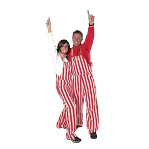 Game Bibs Red/Cream Striped Overalls size Small